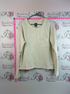 GAP long sleeve sweater white Cream Crewneck Sweat Pullover Logo Tag pocket